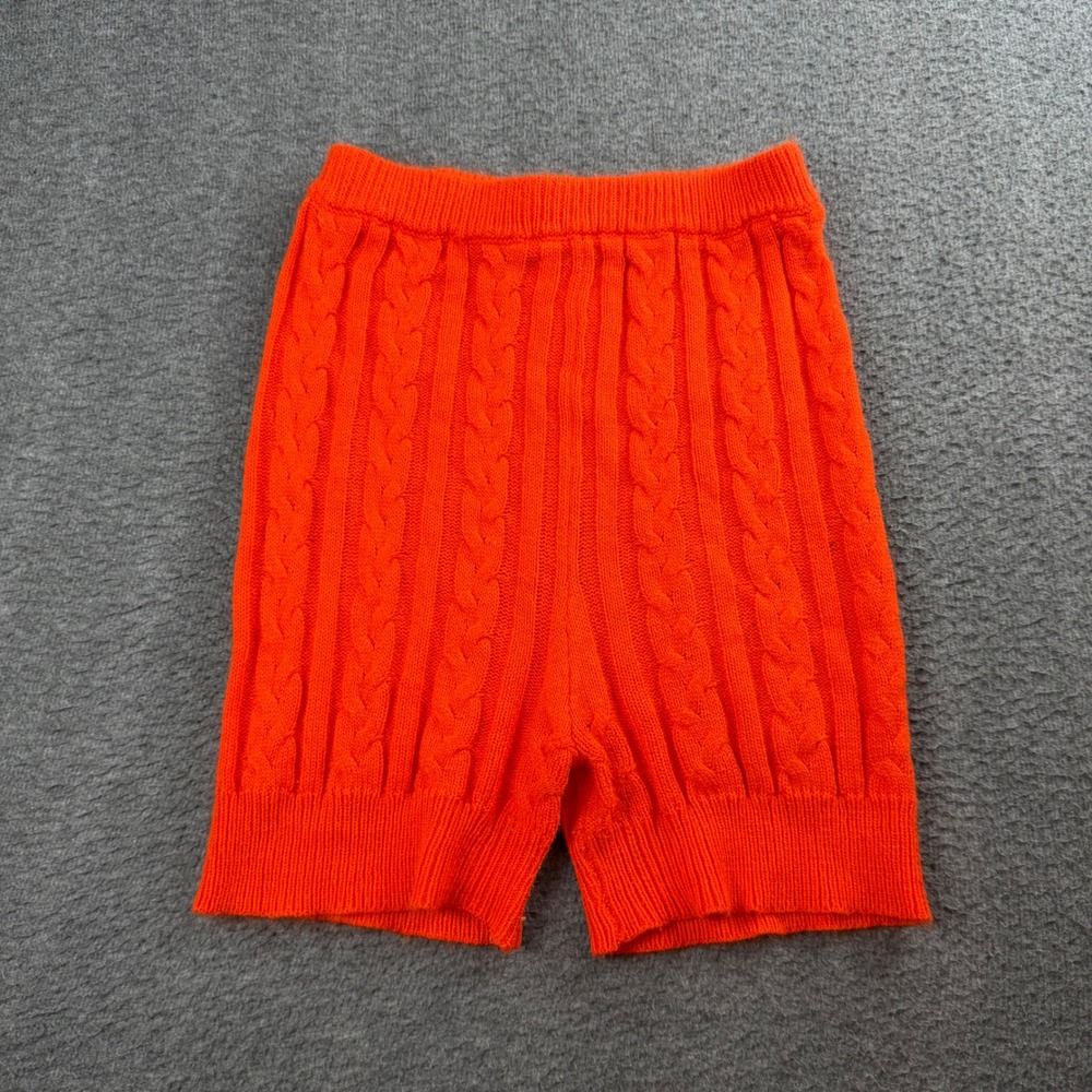 Touch Me Cable Knit Shorts Women's Medium Orange Elastic Waist Loungewear‎
